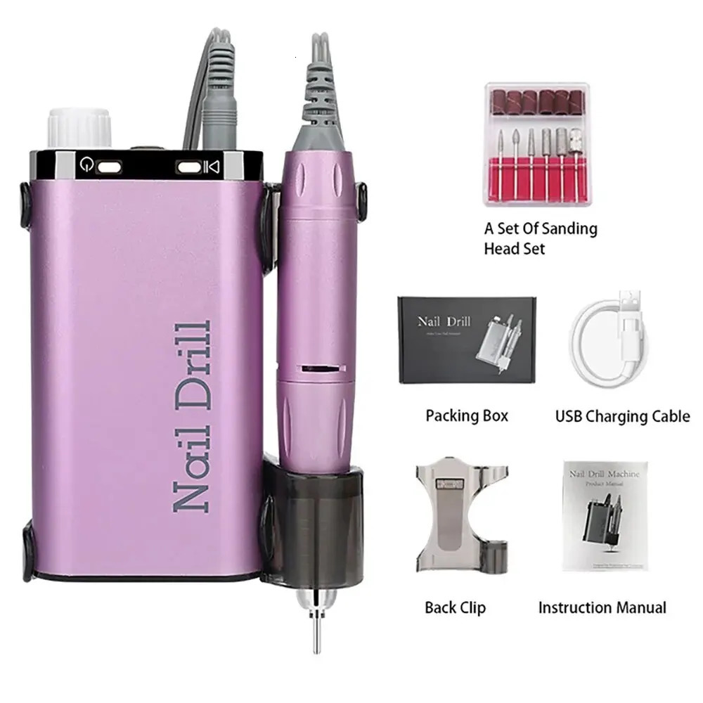 Nail Art Equipment 35000RPM Rechargeable USB Professional Electric Nail Drill for Exfoliating Remove Gel Polish Manicure Salon 231207