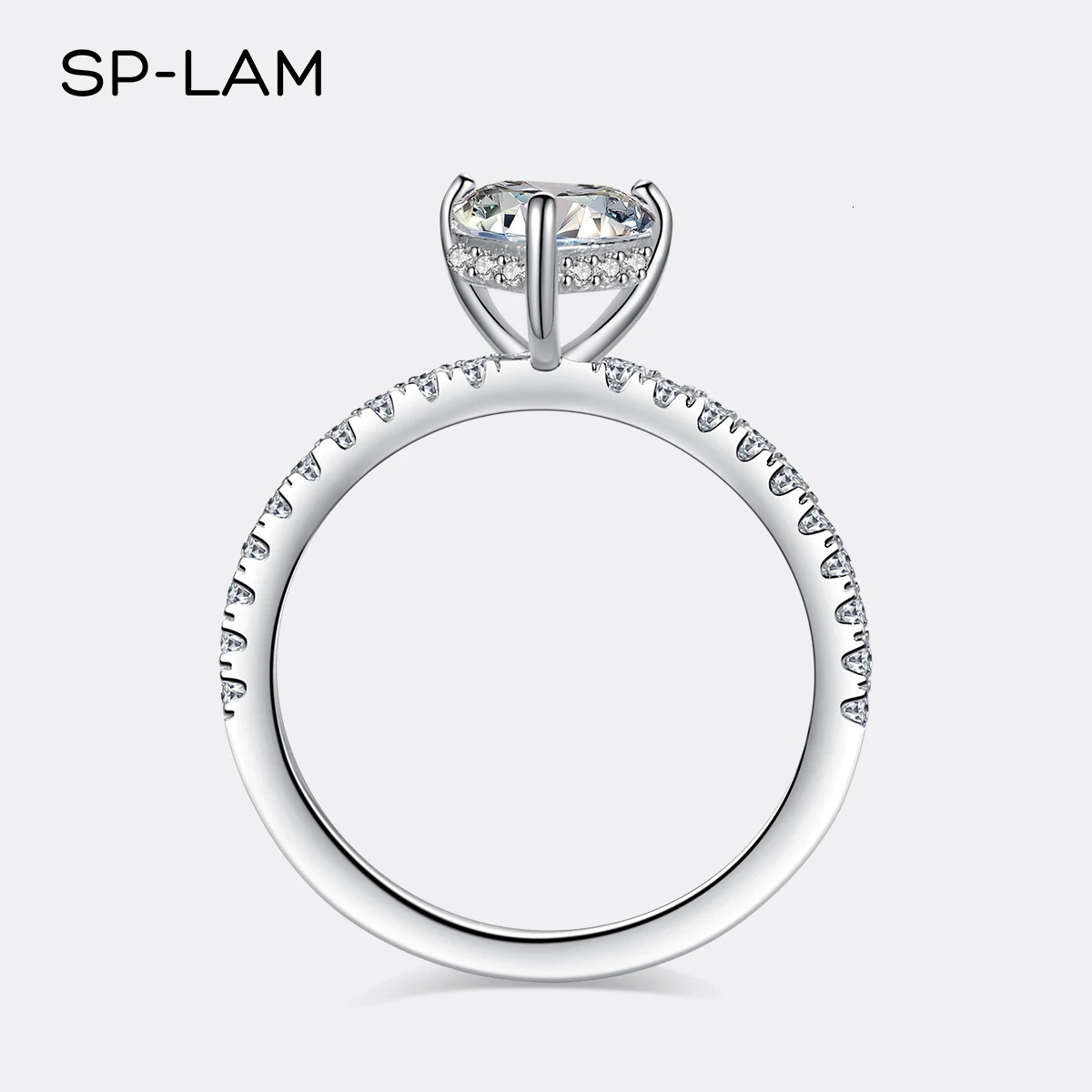Wedding Rings 1 Heart Cut Ring for Women Shaped Diamond Engagement Band Sterling Silver Promise Bridal 231206