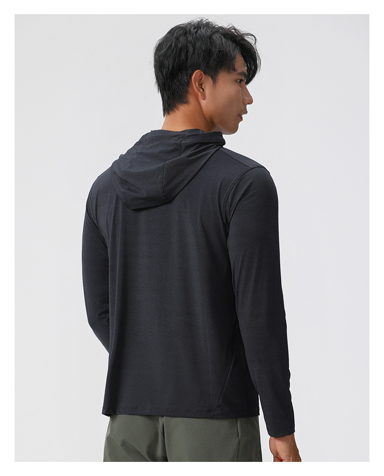 UU-1580 Autumn Men Outdoor Lightweight Breathable Nylon Shirt Leisure Sports Long Sleeve T-shirt Quick-drying Top Hoodies