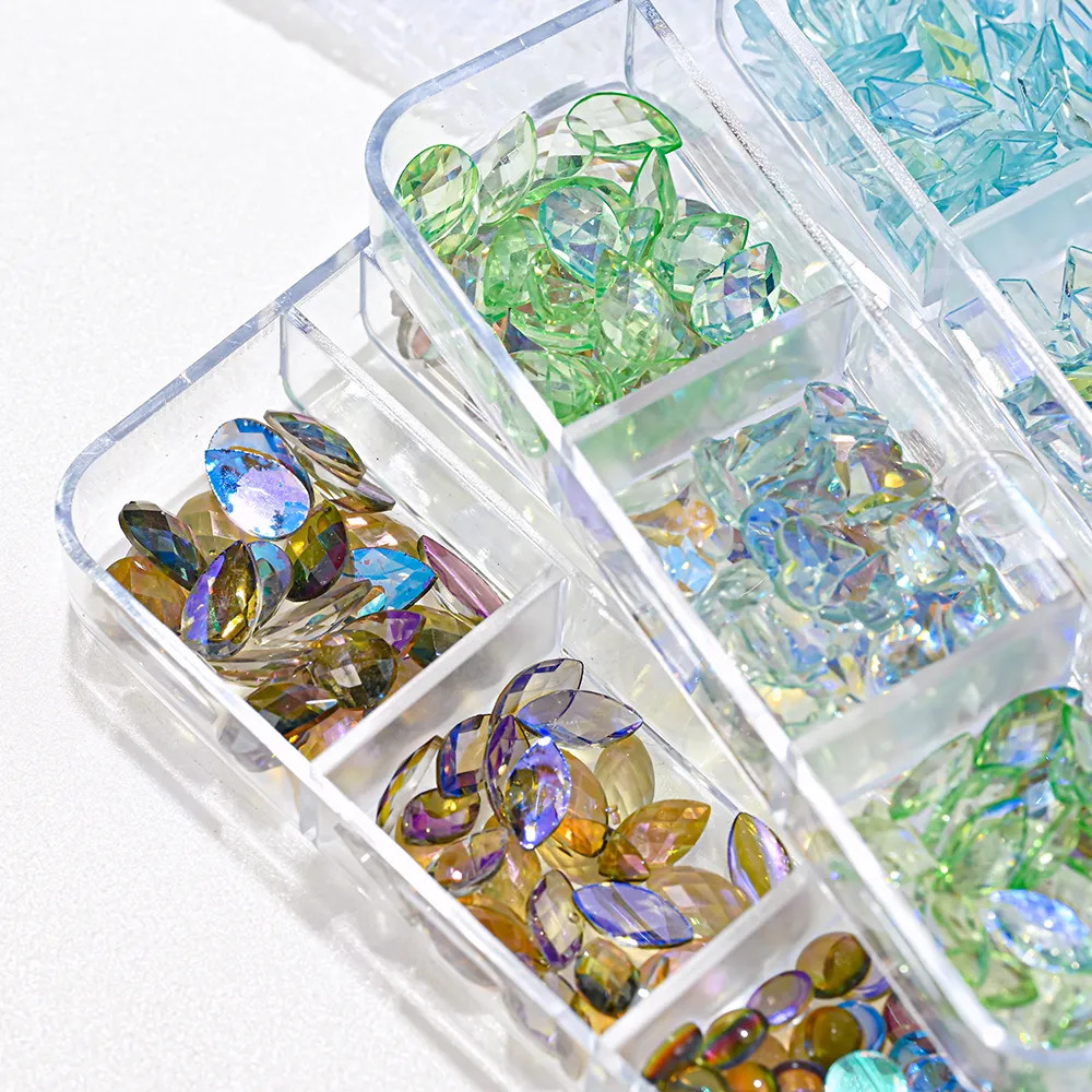 Nail Art Decorations 400100Pc Irregular Crystal Rhinsetone Nail Charm MixedSize Resin Flatback Jewelry Aurora Glass Gems Stone Parts Manicure Decor 23