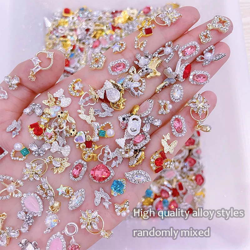 Nail Art Decorations 50Pcs Beautiful Metal GlassResin Nail Art Rhinestones 3D Butterfly PendantCrystal Nail Decoration DIY Spring Manicure Accesso 231