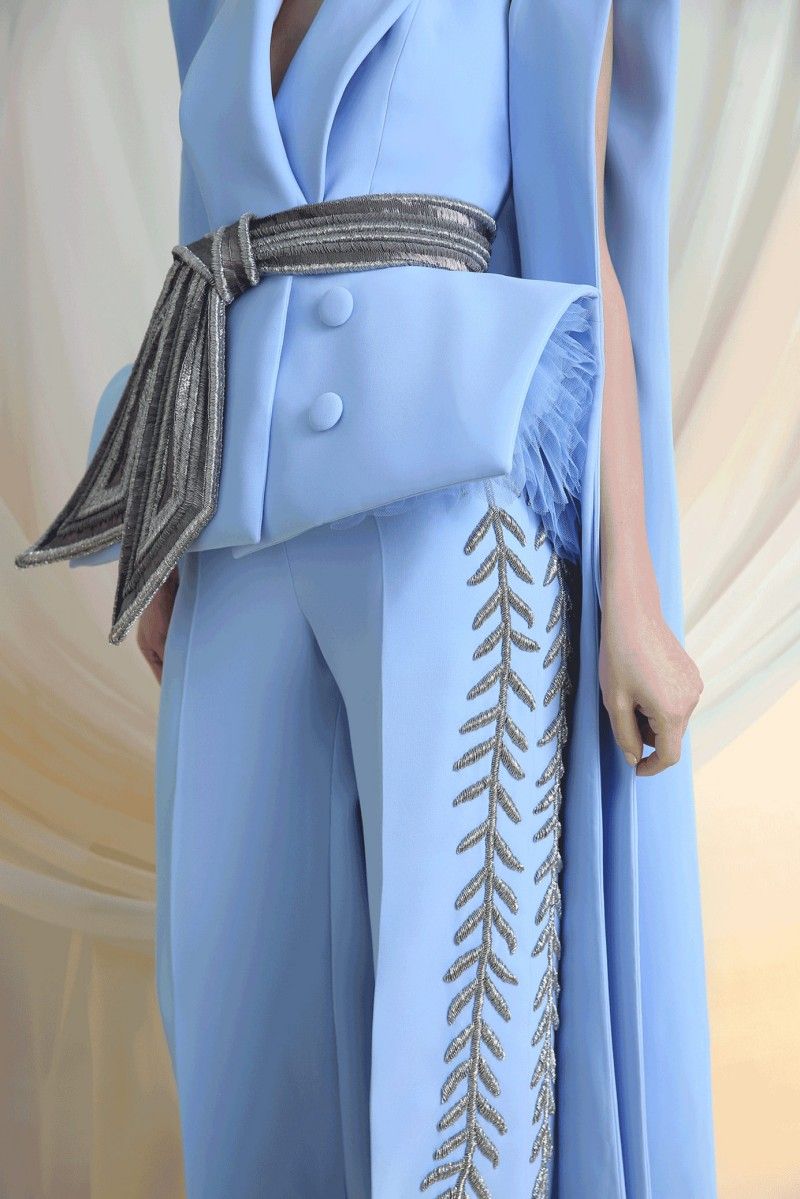 AZZI&OSTA Prom Dresses Sky Blue Embroidery Jumpsuits Formal Evening Gowns Sweep Train Special Pageant Junior Party Dress Custom