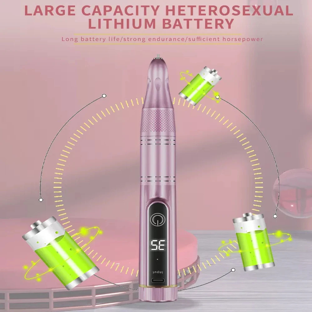 Nail Art Equipment Cordless Electric Nail Drill Machine with LED Display Forward Reverse Direction E File Nail Drill for Acrylic Nails Manicure Set 23