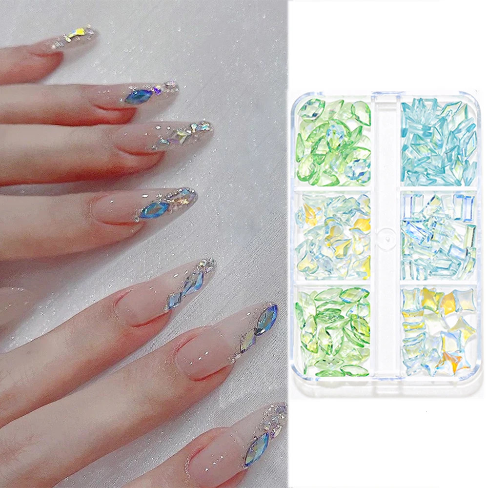 Nail Art Decorations 400100Pc Irregular Crystal Rhinsetone Nail Charm MixedSize Resin Flatback Jewelry Aurora Glass Gems Stone Parts Manicure Decor 23