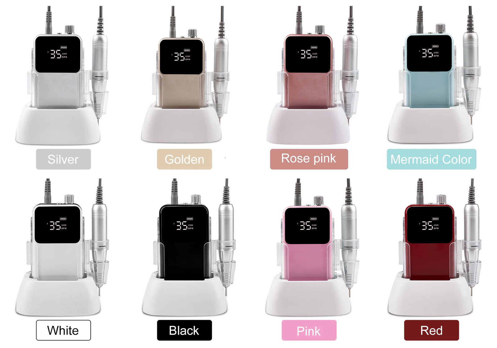 Nail Art Equipment SIMINAIL Rectangle Nail Drill Rechargeable Desktop Base 35000RPM Manicure Electric Machine Nail File Pedicure Cordless Drilling 231