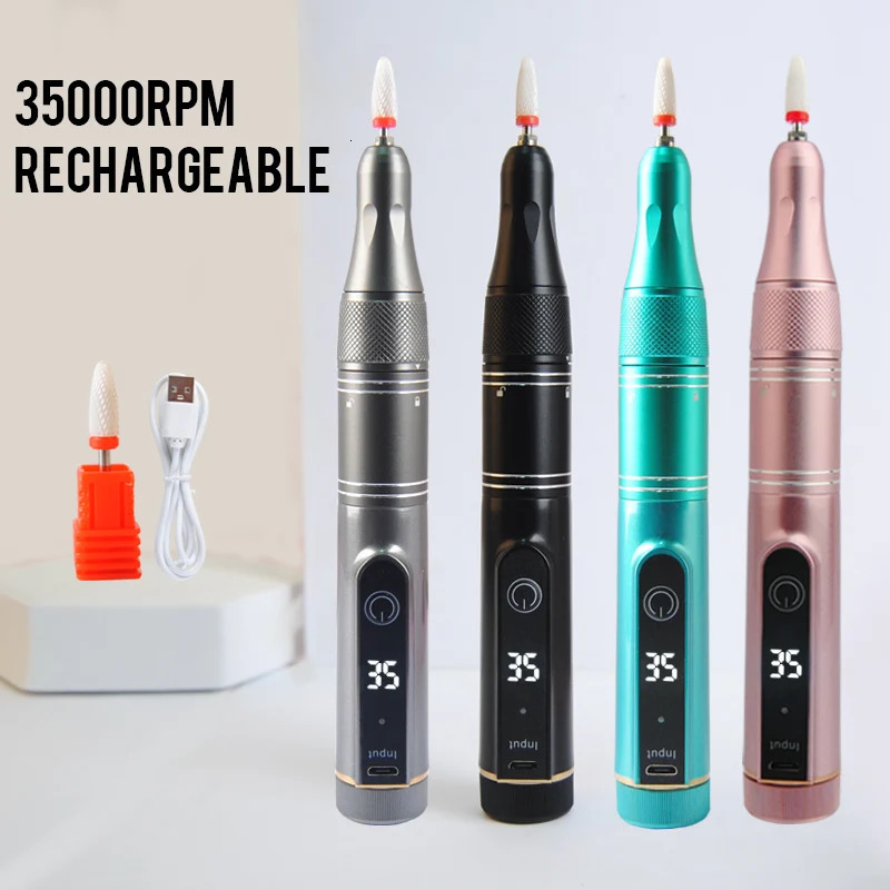 Nail Art Equipment 35000RPM Rechargeable Nail Drill Machine Portable Manicure Drill Nail Cuticle EFile Nail Polisher Cordless Nail Drill Machine 23120
