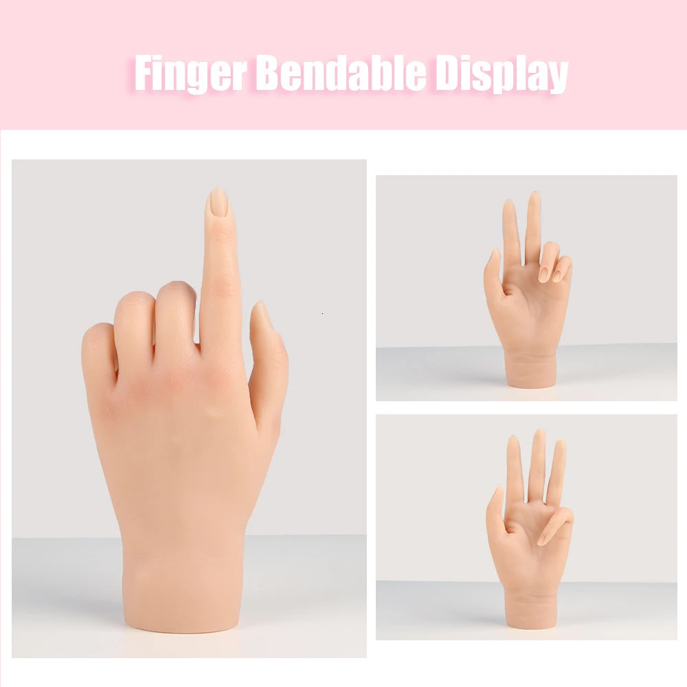 Nail Practice Display Silicone Hand Model for Nail Art Manicure Practice Hand with Stand Hand for Training Nail Display Nails Accesories 231202