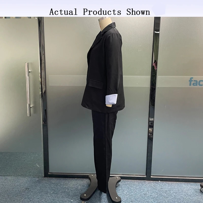 Women's Two Piece Pants Waytobele Women Blazer Suit Autumn Simple Office Casual Solid Long Sleeve Lapel Top Loose Sets Streetwear 231206