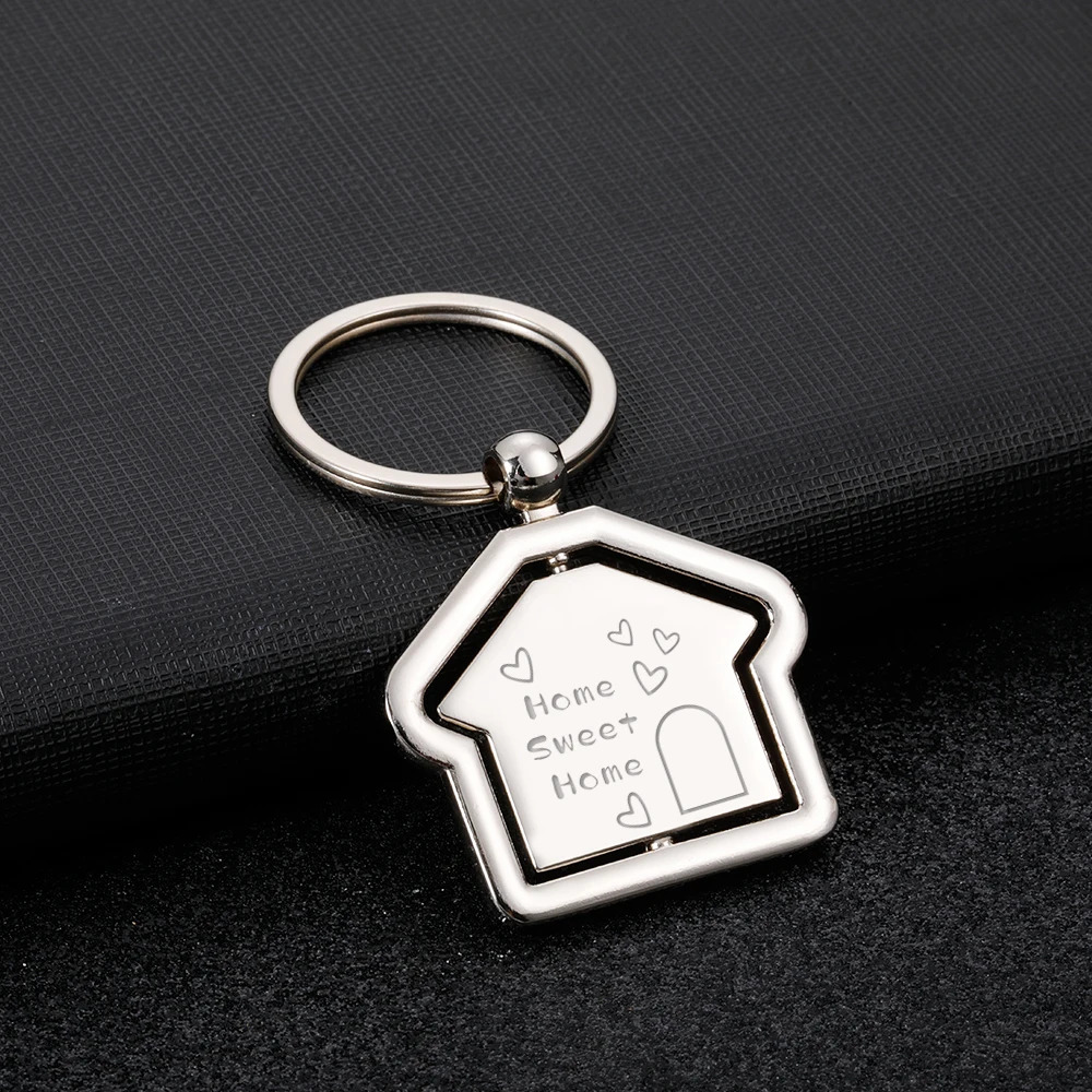 Key Rings Rotate Home Keychain Personalized Keyring Customized Text for Boyfriend Girlfriend Couple Anniversary Gift Bag charm Jewelry 231206