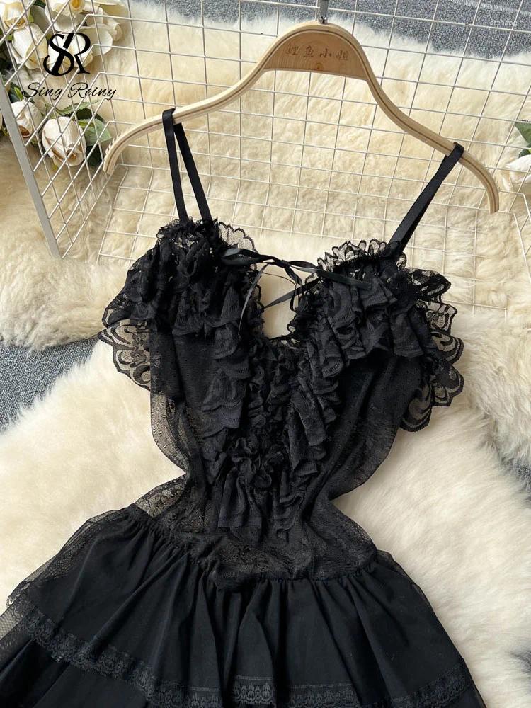 Women's Sleepwear SINGREINY Widding Erotic Camis Pamas Dress Female Thin Lace-Up Sheer Ruffles Nightgowns Porno Backless Short Sexy Night B4