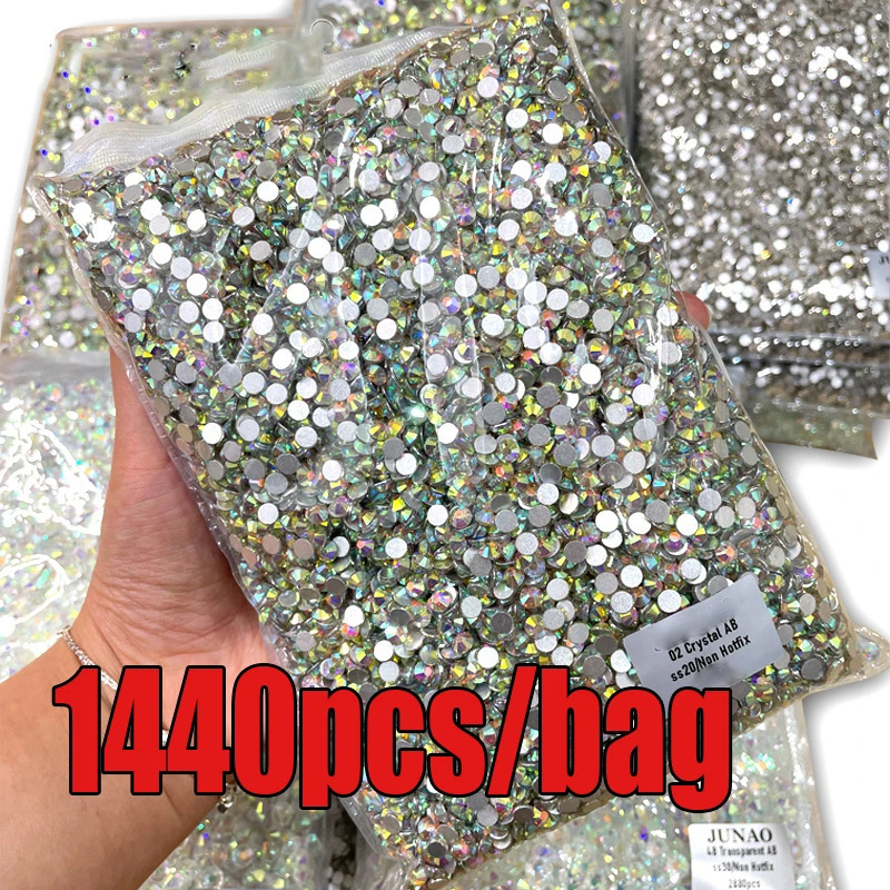 Nail Art Decorations SS3ss16 1440pcs Clear Crystal AB gold 3D Non Fix FlatBack Nail Art Diamond Decorations Shoes Dancing Rhinestone Decoration 231207