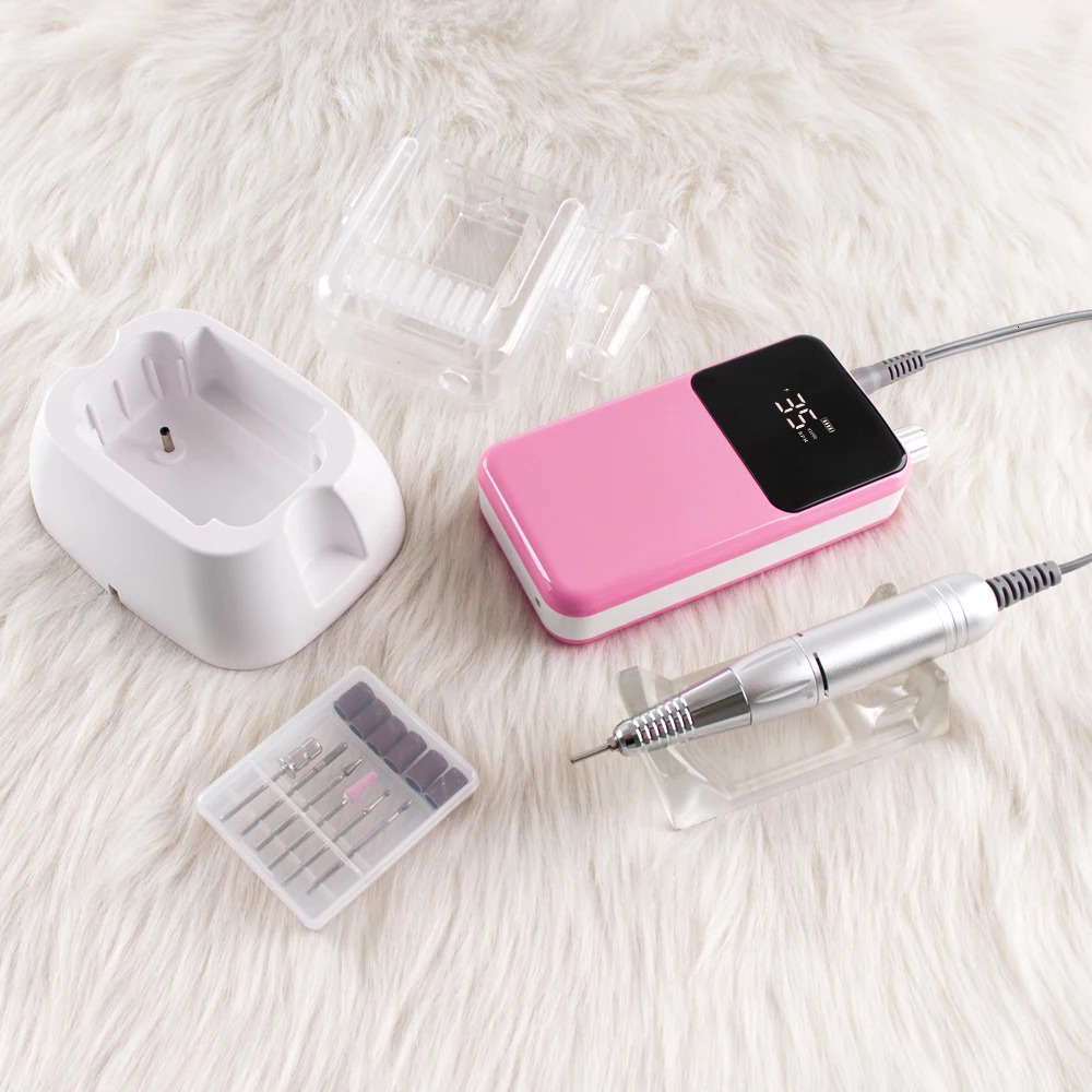 Nail Art Equipment SIMINAIL Rectangle Nail Drill Rechargeable Desktop Base 35000RPM Manicure Electric Machine Nail File Pedicure Cordless Drilling 231