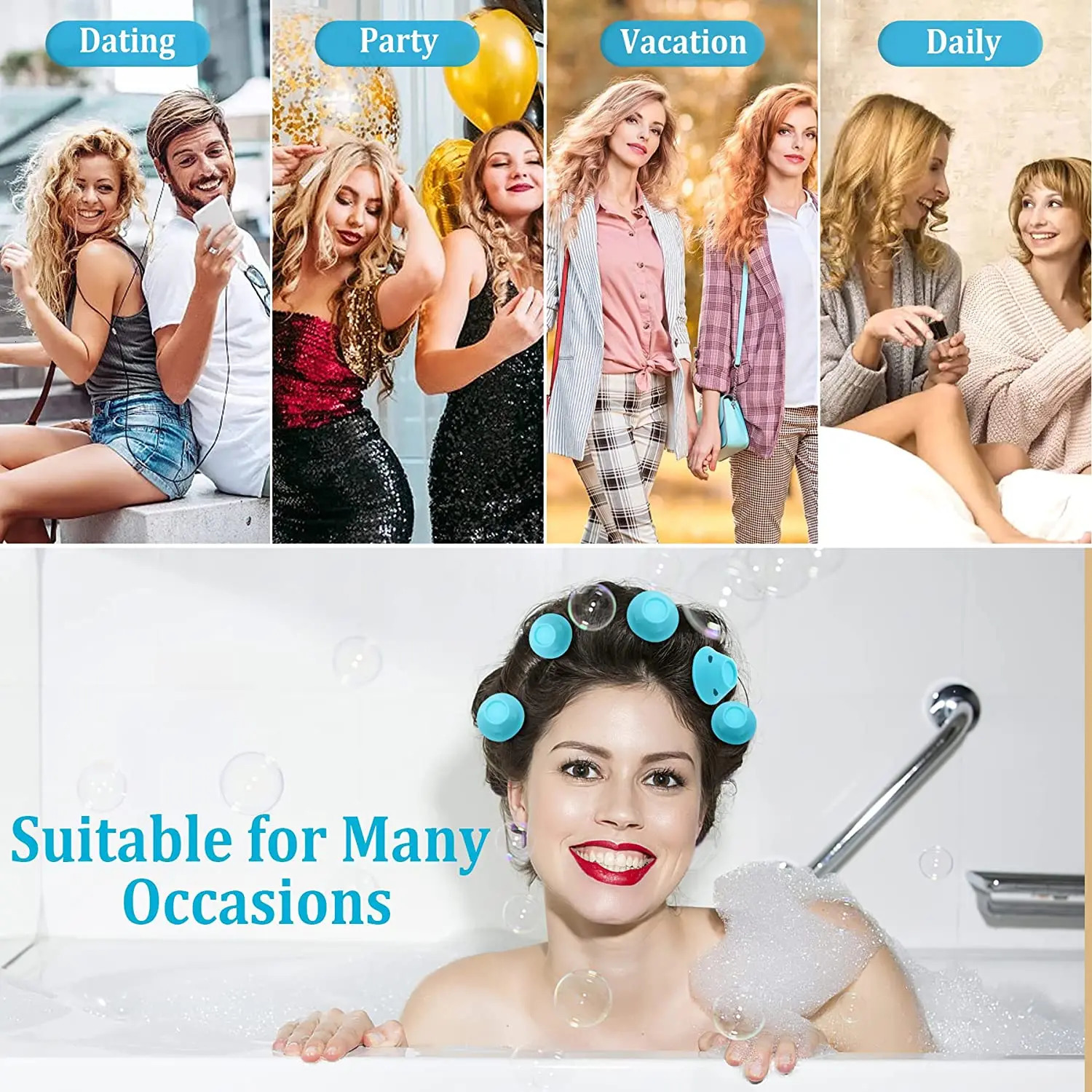 Hair Rollers 40 Pcs Silicone Hair Curlers with Bag and Hairnet Soft Rubber Magic Hair Care Rollers No Heat No Clip for Curlers 231202