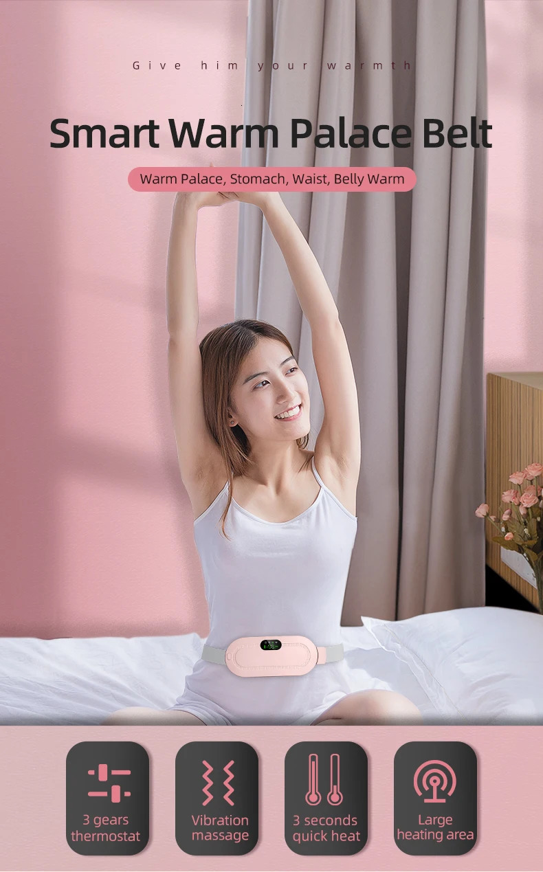 Portable Slim Equipment Menstrual Heating Pad Abdominal Massager Smart Warm Belt Waist Vibration Massage Device for Cramps Period Pain Relief 231206