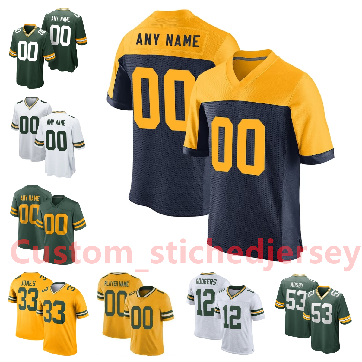 2023 Football jersey packer jersey custom 10 Love Watson A l e x a n d e r 28 Dillon stiched Bakhtiari Walker Doubs Stokes Savage Jr Musgrave Van Ness jersye