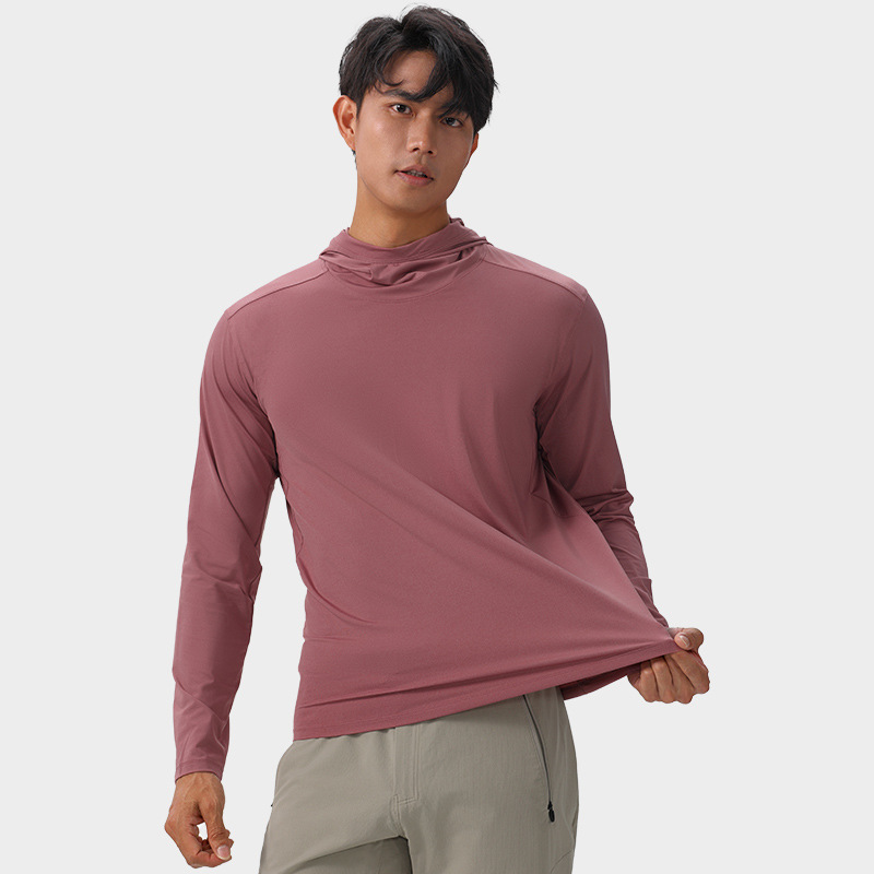 UU-1580 Autumn Men Outdoor Lightweight Breathable Nylon Shirt Leisure Sports Long Sleeve T-shirt Quick-drying Top Hoodies