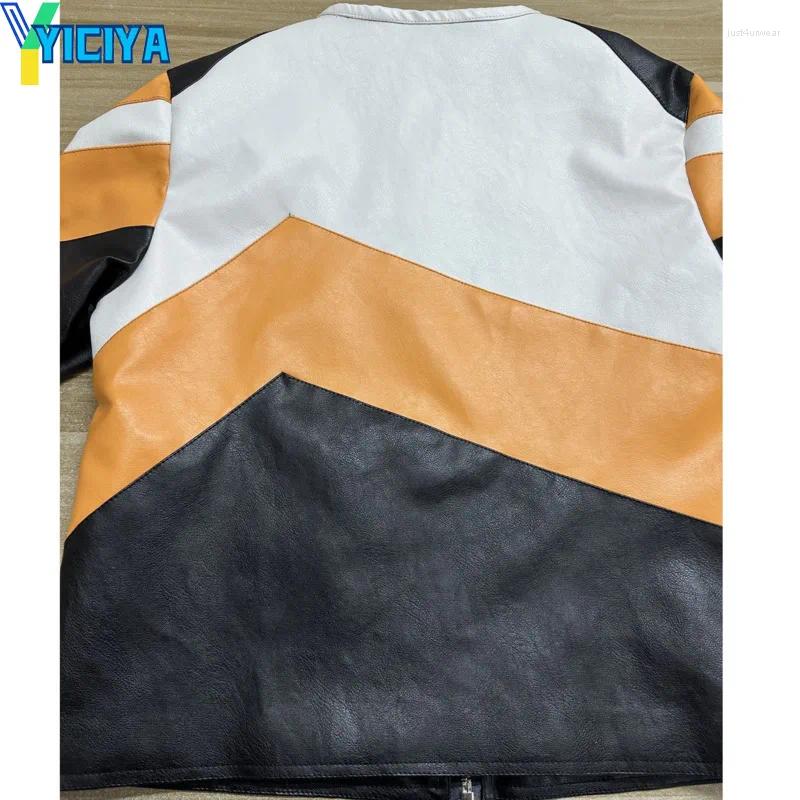 Women's Jackets Leather Jacket Bomber Women Varsity Outerwear Y2k Vintage Racing American Baseball Coats
