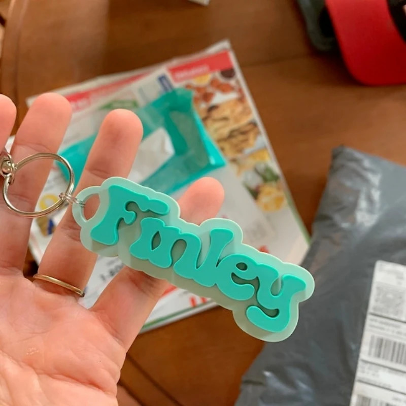 Key Rings Personalized Name Keychain Custom School Bag Nameplate Acrylic Multicolor Backpack Charm Children's Lunch Box Tag Gift 231206