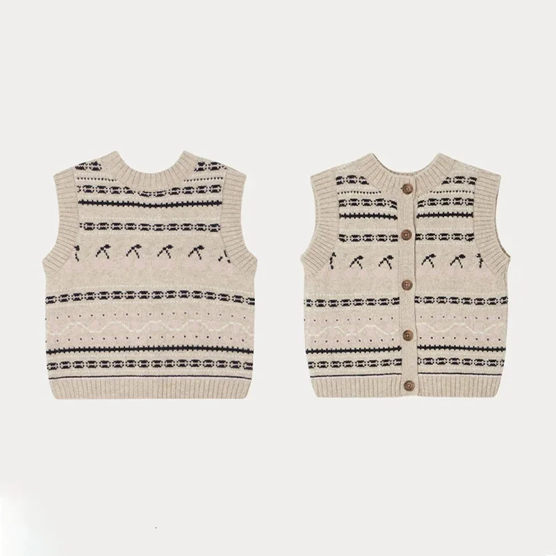 Clothing Sets spot autumn/Winter Pure Wool Vest Girls' Cherry Sweater Knitted Tank Top Children's Academy Style High Set Top Bonpoint 231202