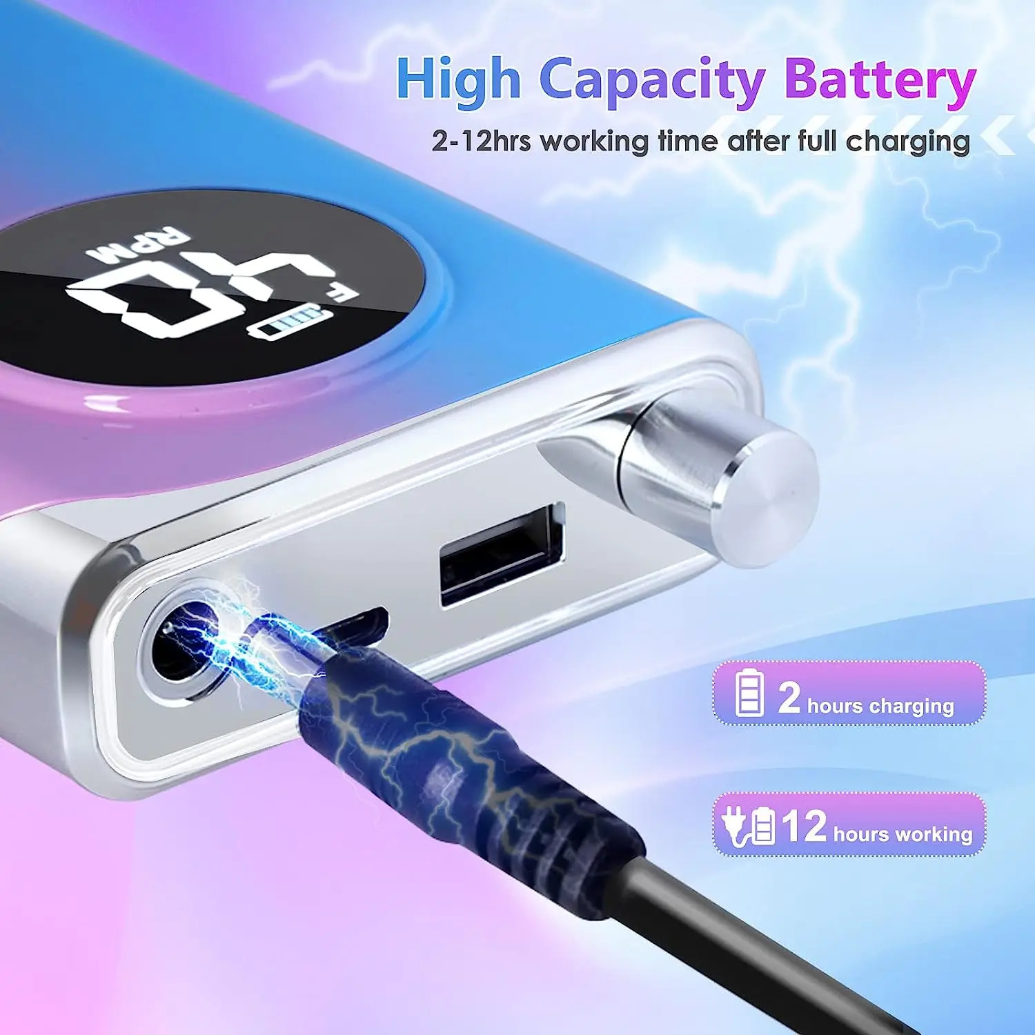 Nail Art Equipment 4000035000RPM Portable Electric Nail Drill Machine With LCD Display Nails Sander For Acrylic Gel Polish Rechargeable Nail Tool 2312