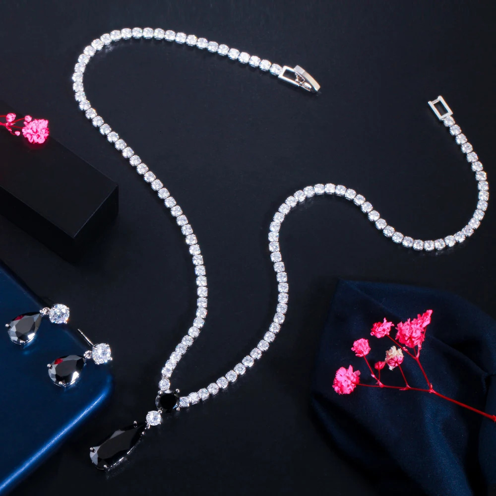 Wedding Jewelry Sets CWWZircons Top Red Purple Cubic Zirconia Water Drop Fashion Women Engagement Party Set for Bridesmaid Gift T525 231207