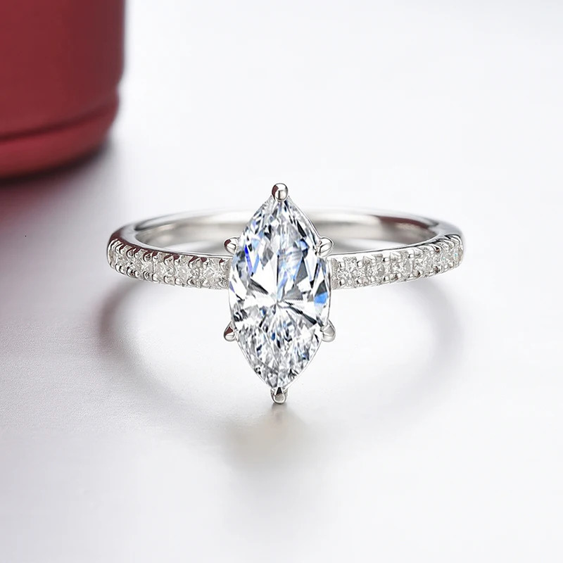 Wedding Rings Onelaugh 15ct D Color Full Engagement For Women Marquise Cut Diamond Sterling Silver Ring 231206