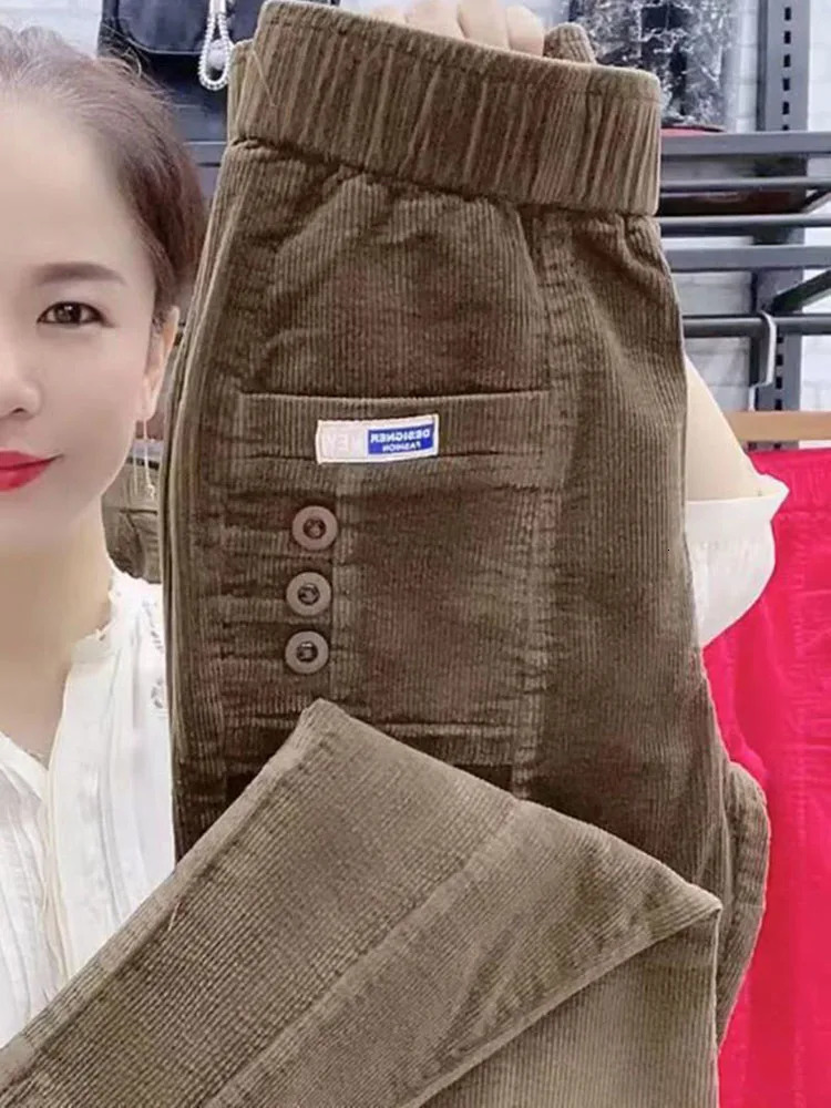 Women's Pants s Baggy Corduroy Vintage Harem Pant High Waist Pencil Pantalones Casual Fashion Oversized 4xl Trousers Office 92cm Spodnie 231206