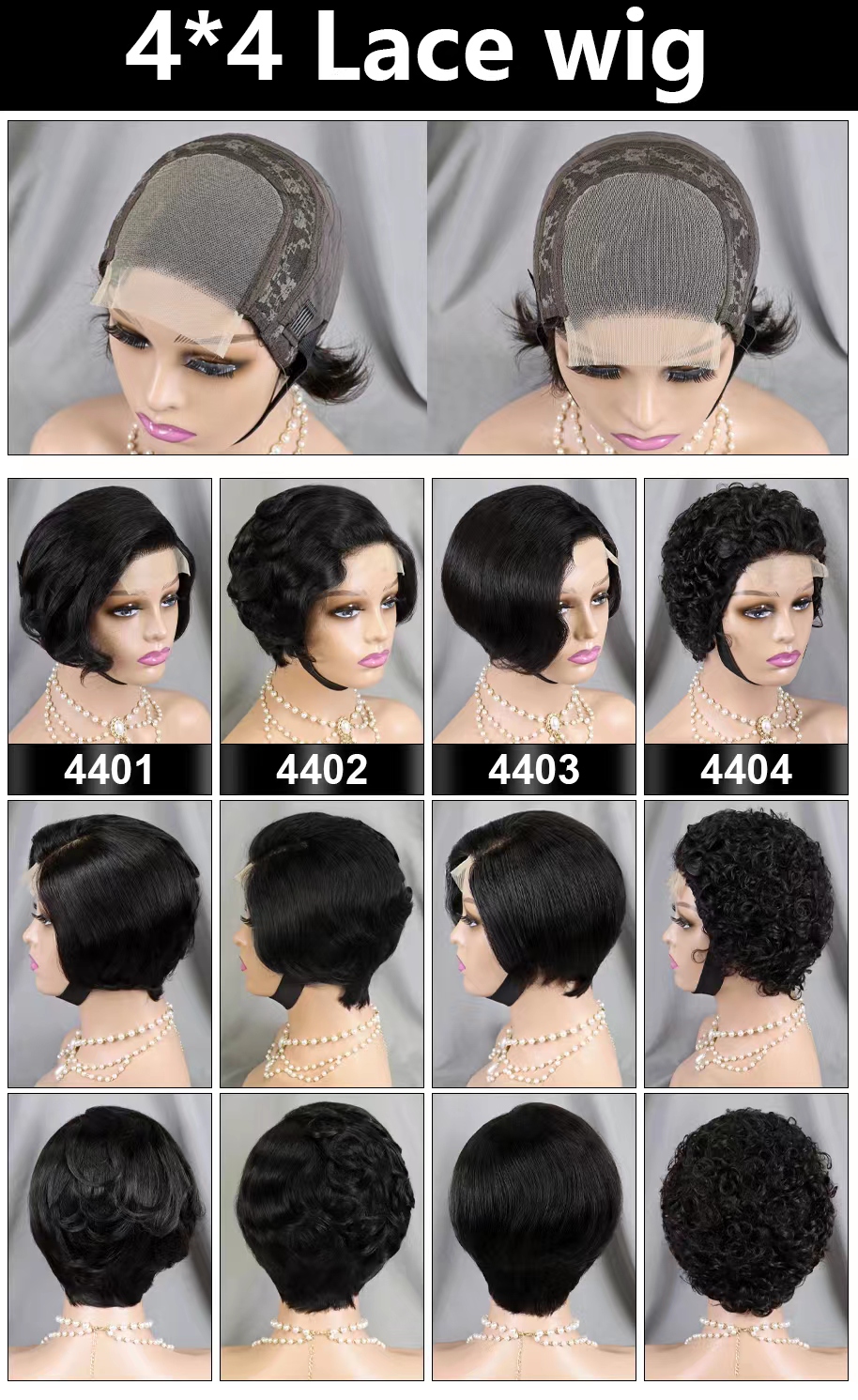 Short Pixie Cut Human Hair 4x4 Lace Frontal Wigs Glueless Short Bob Wig Pre Plucked With Natural Hairline