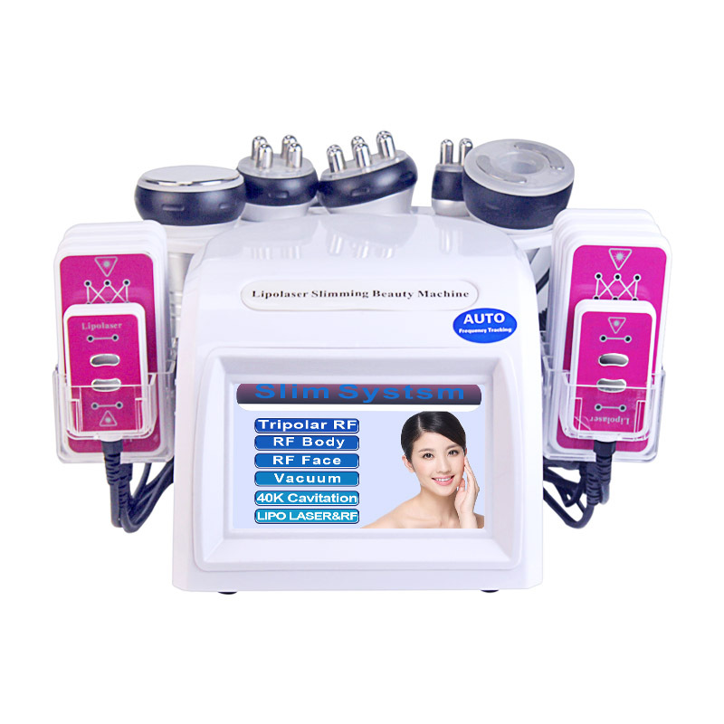 Multifunctional 6 IN 1 Vacuum 40K Ultrasonic Liposuction Cavitation Radio Frequency Laser Skin Tightening RF Body Slimming Tool Face Lifting Shaping F