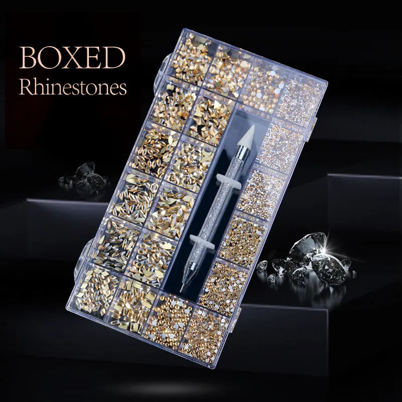 Crystal AB 3D Flatback Glass Nail Art Rhinestones Fancy Shaped Crystals Stones for DIY Nails Art Decorations 231227
