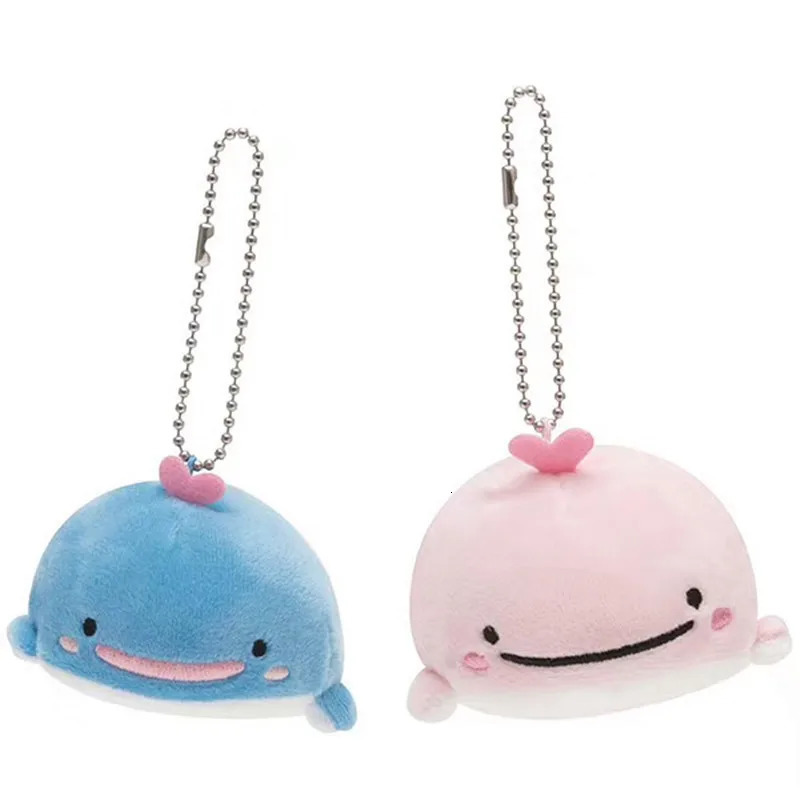 Key Rings Jinbei San Whale Shark Plush Keychain Magnetic Attraction Lovers Kawaii Cute Women Bag Keychains Chain Gifts for Girlfriend 231206