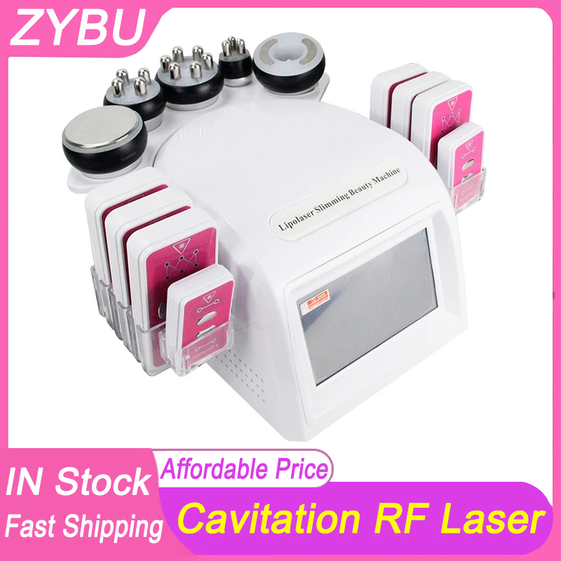 Multifunctional 6 IN 1 Vacuum 40K Ultrasonic Liposuction Cavitation Radio Frequency Laser Skin Tightening RF Body Slimming Tool Face Lifting Shaping F