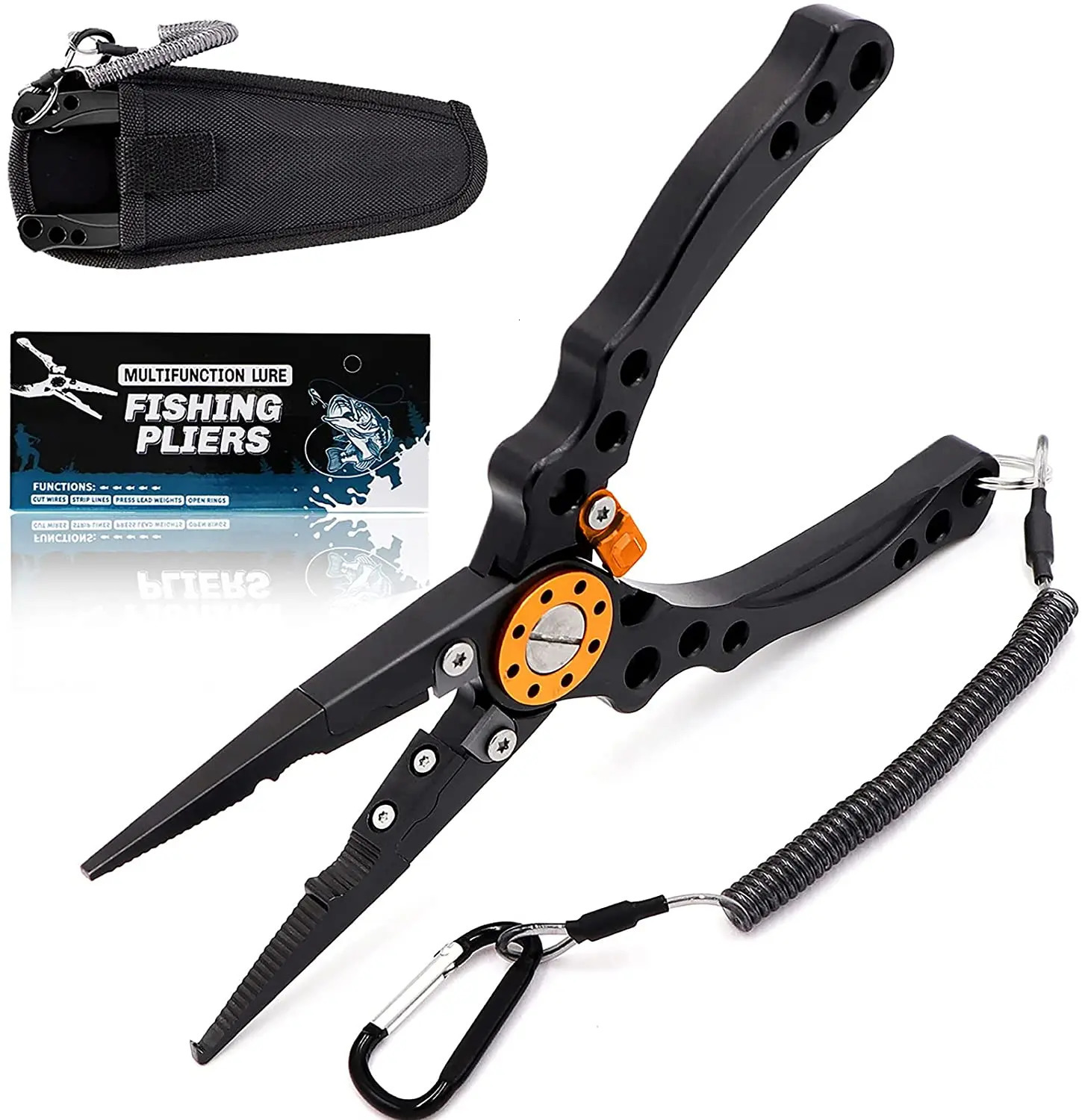 Fishing Accessories Fishing Pliers Hook Remover Stainless Steel Cutters and Lightweight Aluminum Handles Fish Gear Tools with Sheath Lanyard 231207