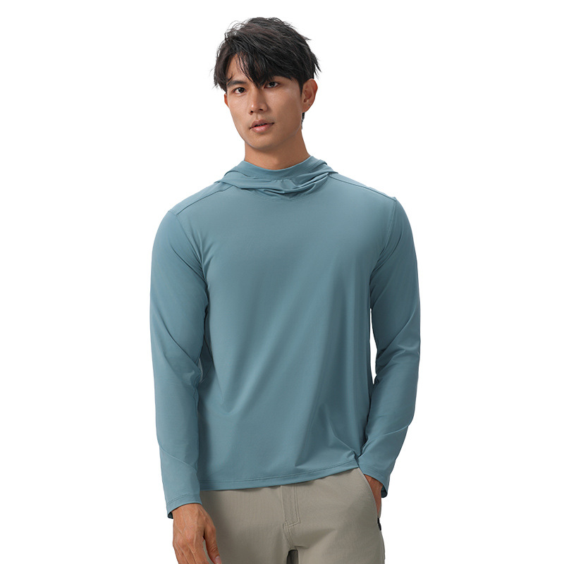 UU-1580 Autumn Men Outdoor Lightweight Breathable Nylon Shirt Leisure Sports Long Sleeve T-shirt Quick-drying Top Hoodies