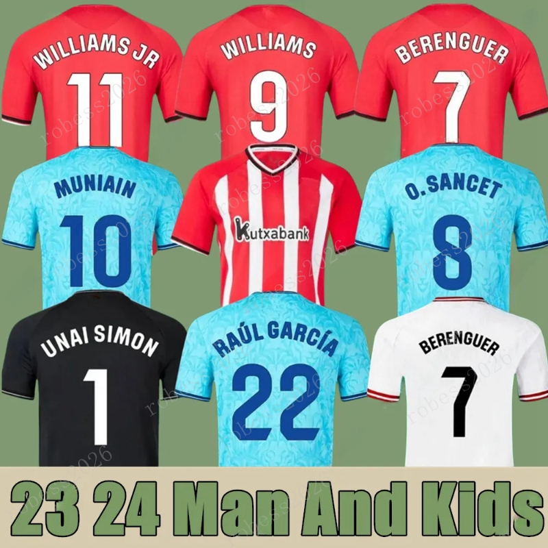 2023 2024 Bilbao Club Soccer Jerseys 23 24 Athletic ADURIZ GURUZETA WILLIAMS MUNIAIN PAREDES BERENGUER ANDER HERRERA UNAI SIMON O.SANCET Football Shirt Men and Kids
