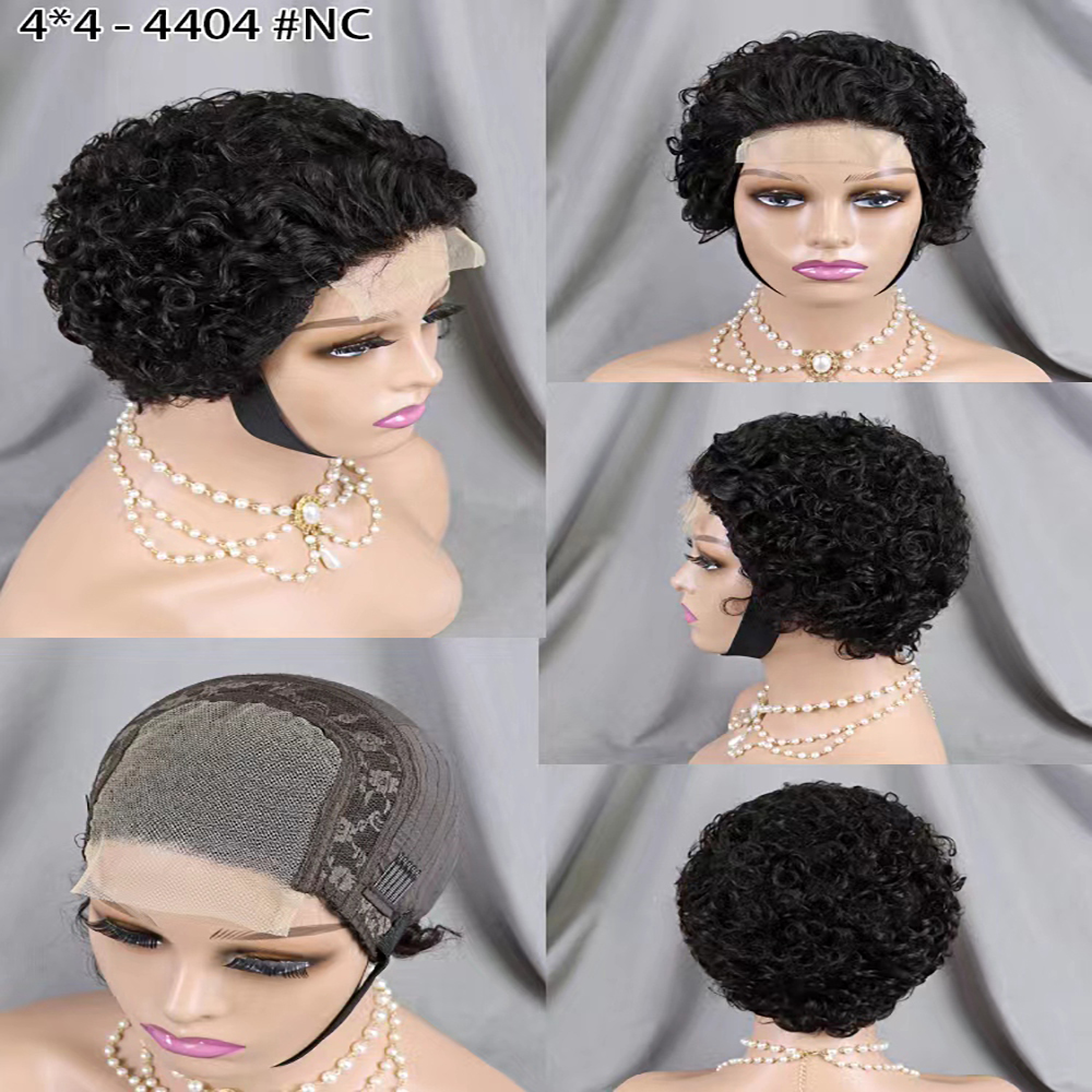 Short Pixie Cut Human Hair 4x4 Lace Frontal Wigs Glueless Short Bob Wig Pre Plucked With Natural Hairline
