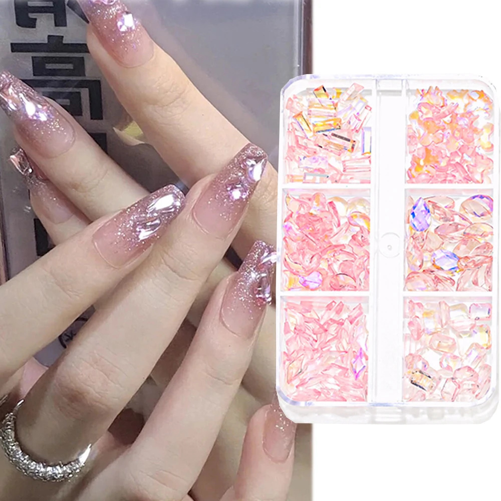 Nail Art Decorations 400100Pc Irregular Crystal Rhinsetone Nail Charm MixedSize Resin Flatback Jewelry Aurora Glass Gems Stone Parts Manicure Decor 23