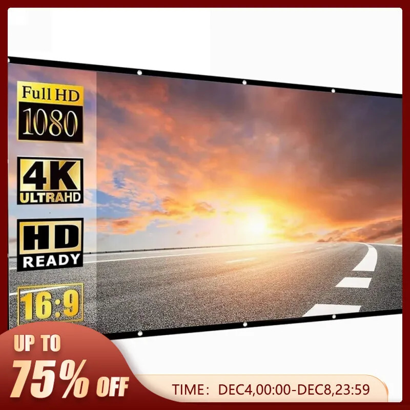 Projection Screens Projector Screen Portable Movie Screen for Outdoor Indoor Foldable Wrinkle Free Screen Support Front Rear Projection 231206