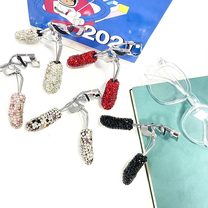 Eyelash Curler Bling Rhinestone Protable Colorful Eyelashes Curler Tweezer Curling Eye Lashes Clip Cosmetic Beauty Makeup EyelashesTool 231202