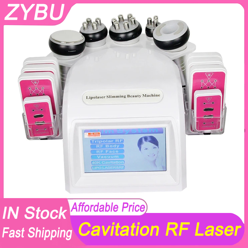 6 In 1 Vacuum Laser Radio Frequency RF 40K Cavi Lipo Slimming Ultrasonic Liposuction Cavitation Machine Face Lifting Body Shape Skin Tightening Anti A