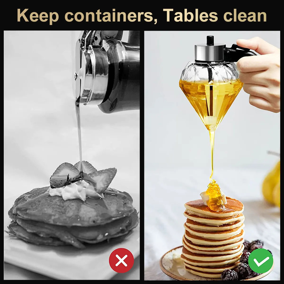 Herb Spice Tools Diamond Shaped Glass Honey Dispenser 200ml Large Capacity Multifunctional Oil Bottle Vinegar and Sauce Dispensers Kitchen Tool 231206