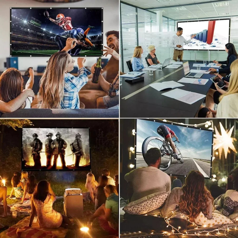 Projection Screens Portable Projector Screen HD Home Theater Curtain 84/100/120/150 Inches Projection Screens for Home Outdoor Projector Curtain 23120