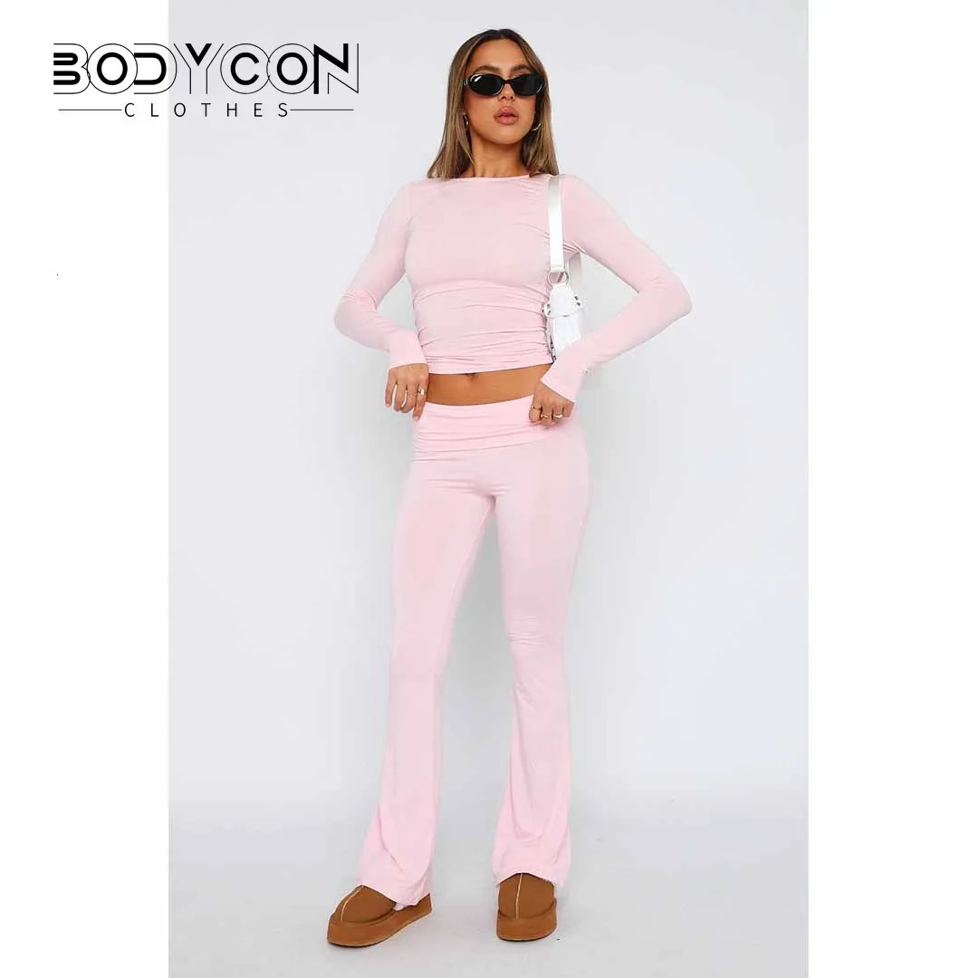 Women's Pants 's Solid Woman Slim Fitting High Waisted Streetwear Casual Flare Pant Clothes Full Length s Trousers 231206