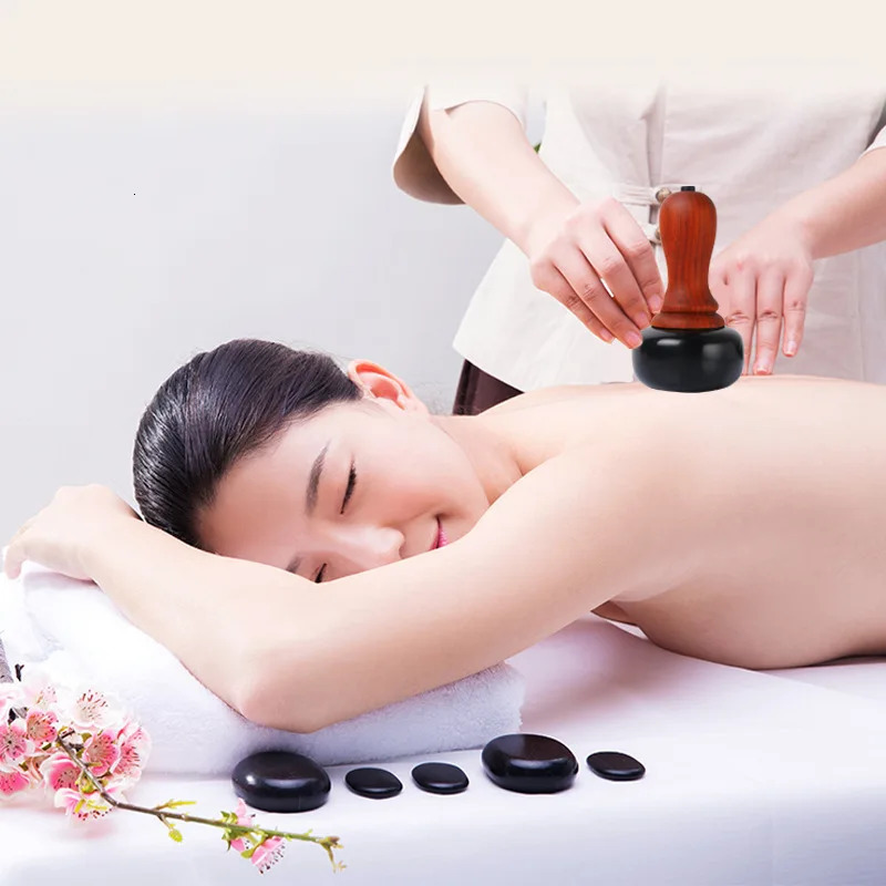Full Body Massager Stone Electric Gua Sha Massager Bian Stone Guasha Scraping Back Heat Massage Tool Warm Moxibustion Body Skin 231202