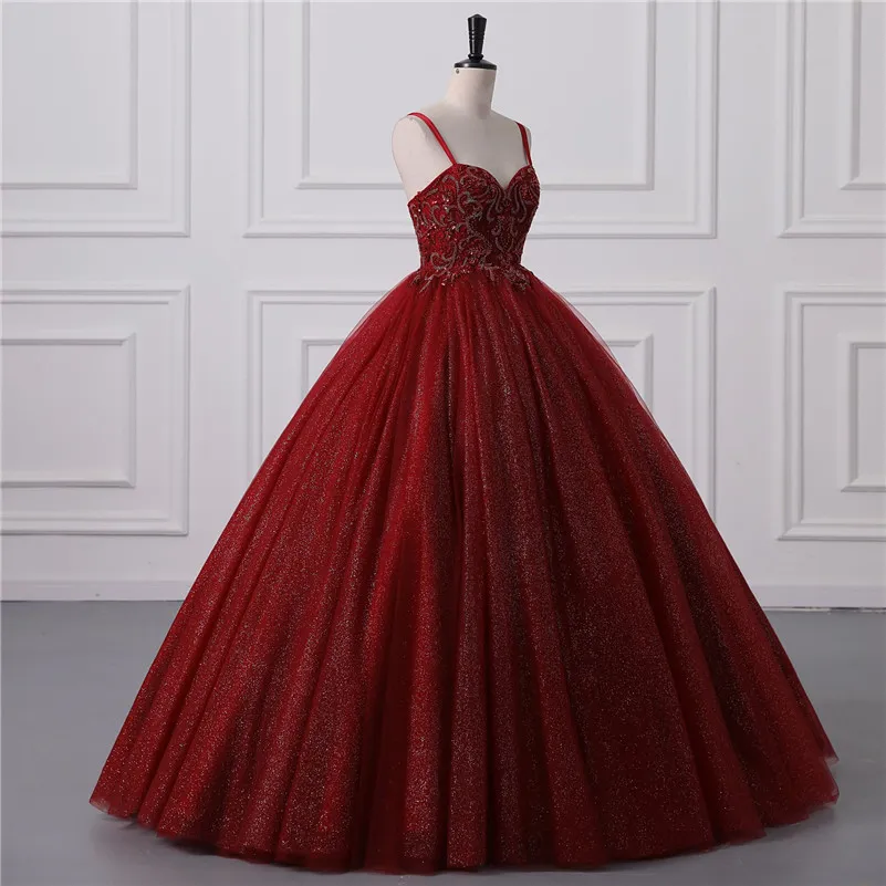 Shiny Bury Ball Gown Quinceanera Dresses Sexy Spaghetti Straps Backless Sequins Appliques Ong Prom Evening Gowns For Teens Bm3505 127