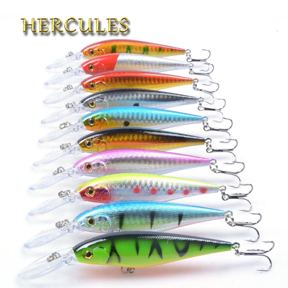 Baits Lures Hercules 10PCS Minnow Fishing Lure 11cm 105g Aritificial Wobblers Hard Plastic Diving 254m Pesca Fish Wobbler Tackle 231207