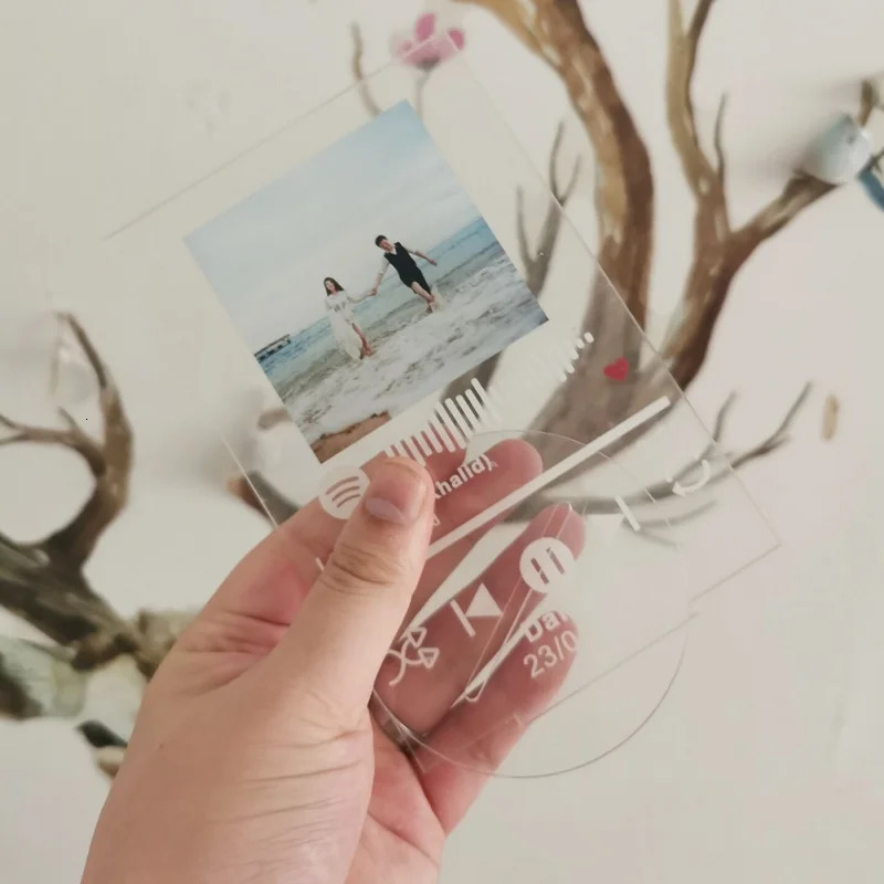Key Rings Personalized Spotify Code Acrylic Music Board Song Po Name Custom Album Plaque Friends Lovers Family Gifts 231206