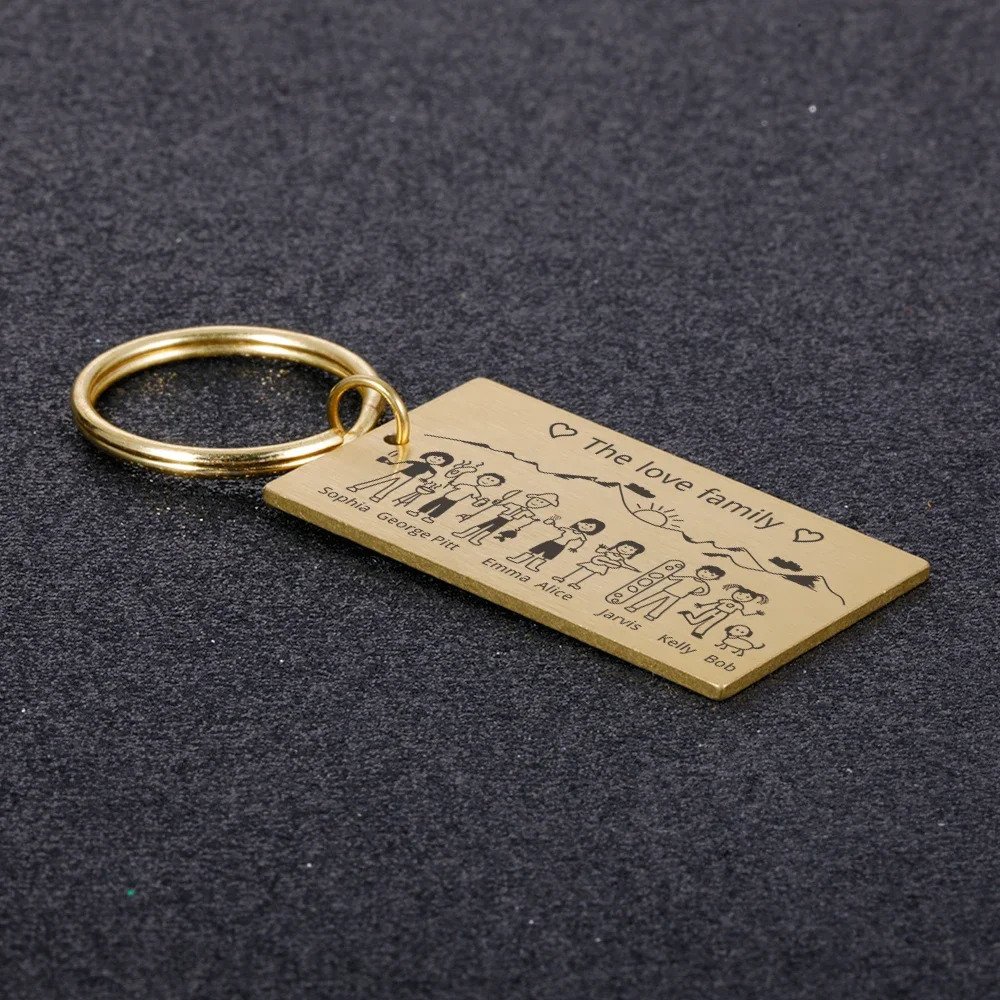 Key Rings Family Love Cute Keychain Engraved The For Parents Children Keyring Bag Charm Families Member Gift Keyrings 231206