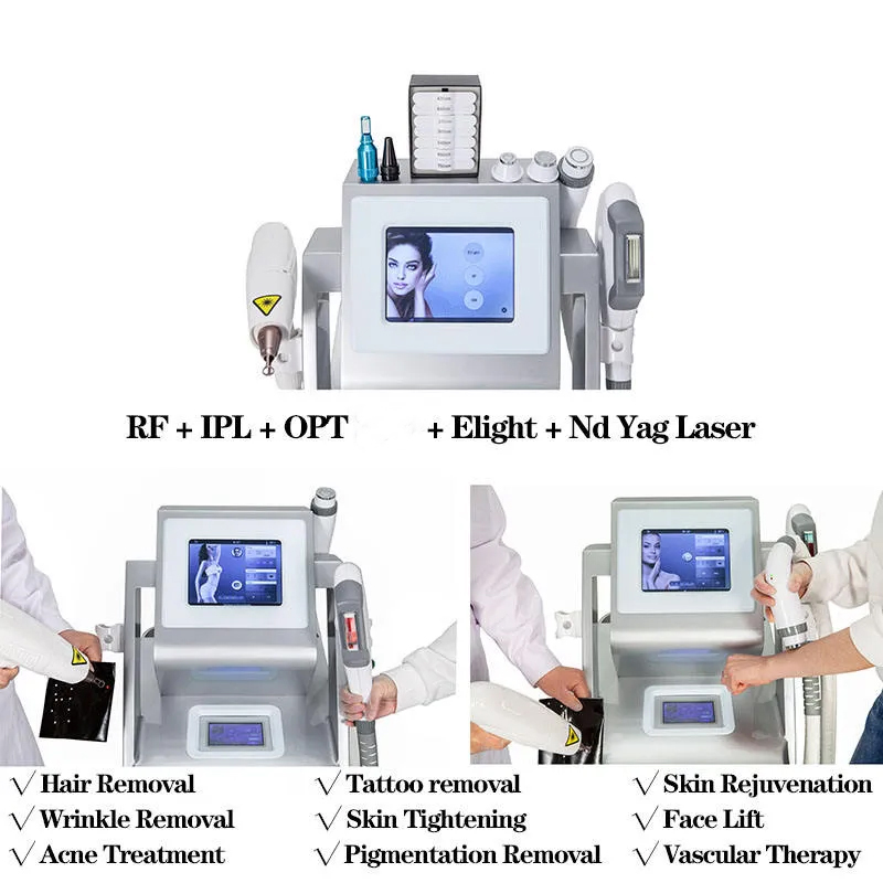 Professional 3 In 1 Rf Elight Ipl Yag Laser Hair Removal Tattoo Removal Machine Lightening Skin Tightening Whitening Equipment