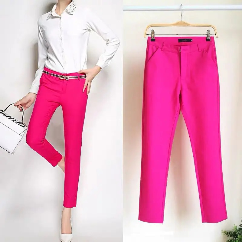 Women's Pants s Fashion Ankle Length Suit Office Lady Pencil Pantalones 16 Color Spring High Waist Basic Slim Work Trousers 231206